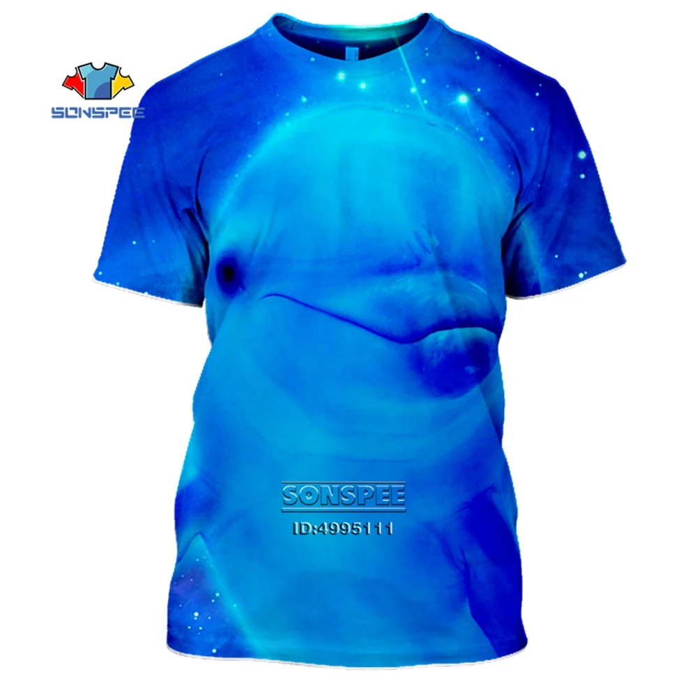 

SONSPEE Dolphin 3D Printing Harajuku Unisex Underwater World Men's T-shirt Hip Hop Womens Short Sleeve Casual Streetwear Shirts