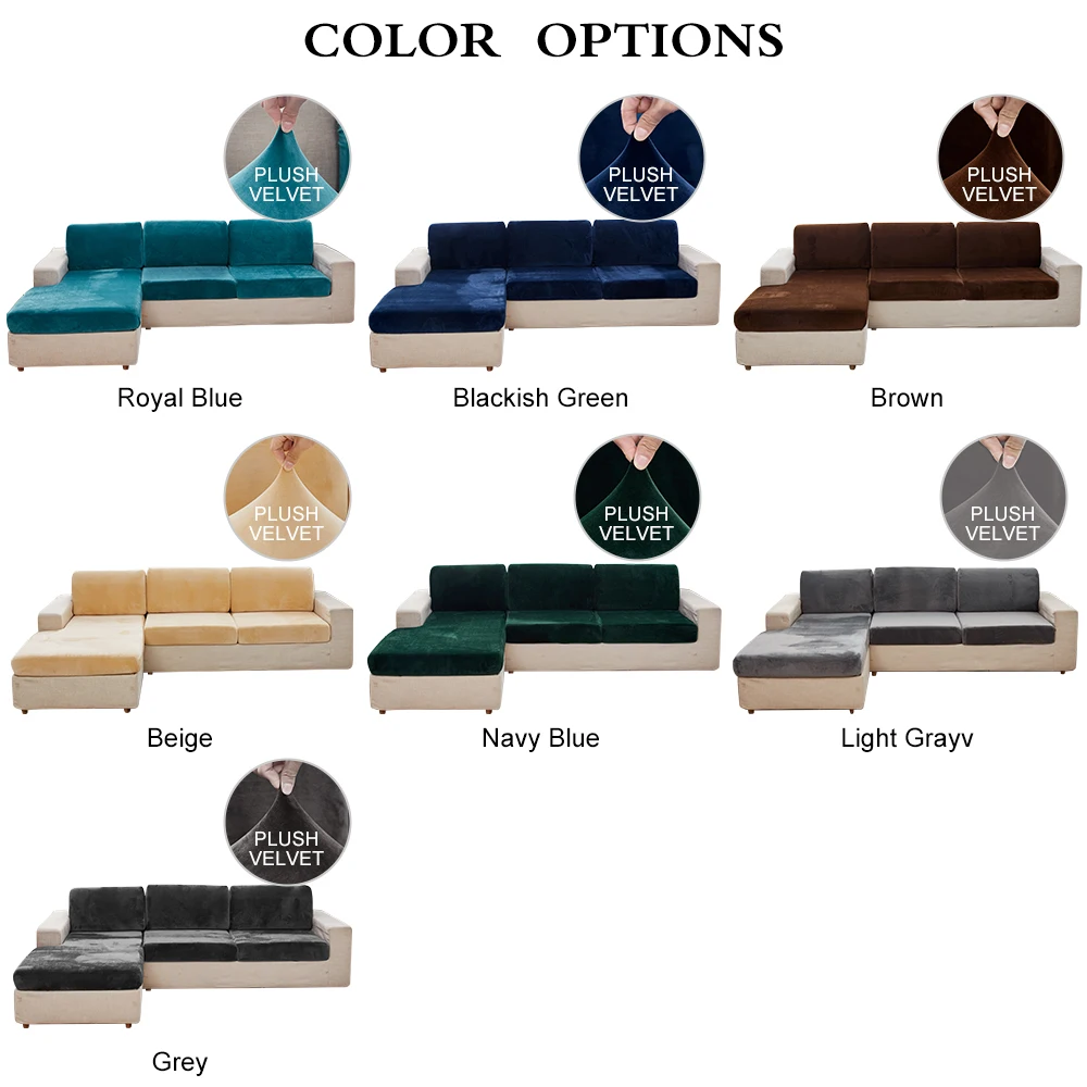 

Velvet Sofa Cushion Cover Elastic for Living Room Corner Couch Cover Stretch 1/2/3/4 Seater Sofas Case Seat Slipcover