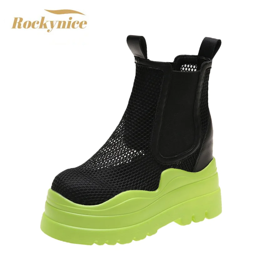 Женские массивные кроссовки без шнуровки ботильоны новая летняя мода короткие