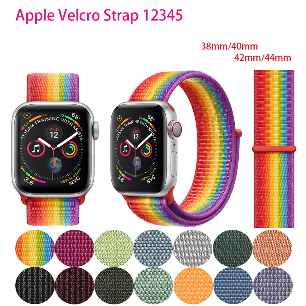 Ремешок для Apple Watch band 42 мм 44 correa Sport loop pulseira watch 5 4 3 2 1 нейлоновый ремешок часов iwatch 40
