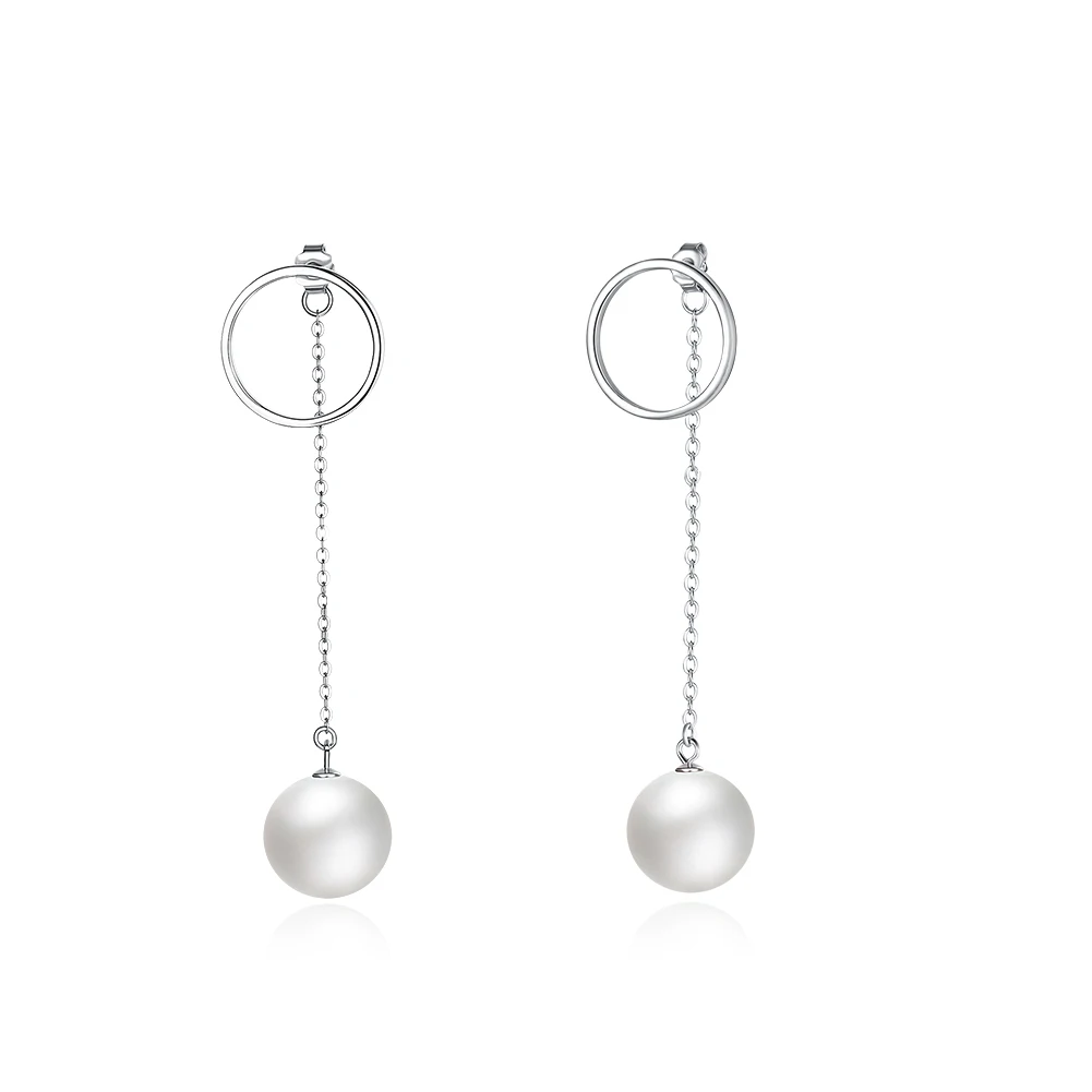 

ZEMIOR 925 Sterling Silve Earrings Romantic Imitation Round Pearl Drop Earrings Anniversary Simple Fine Jewelry New Arrival