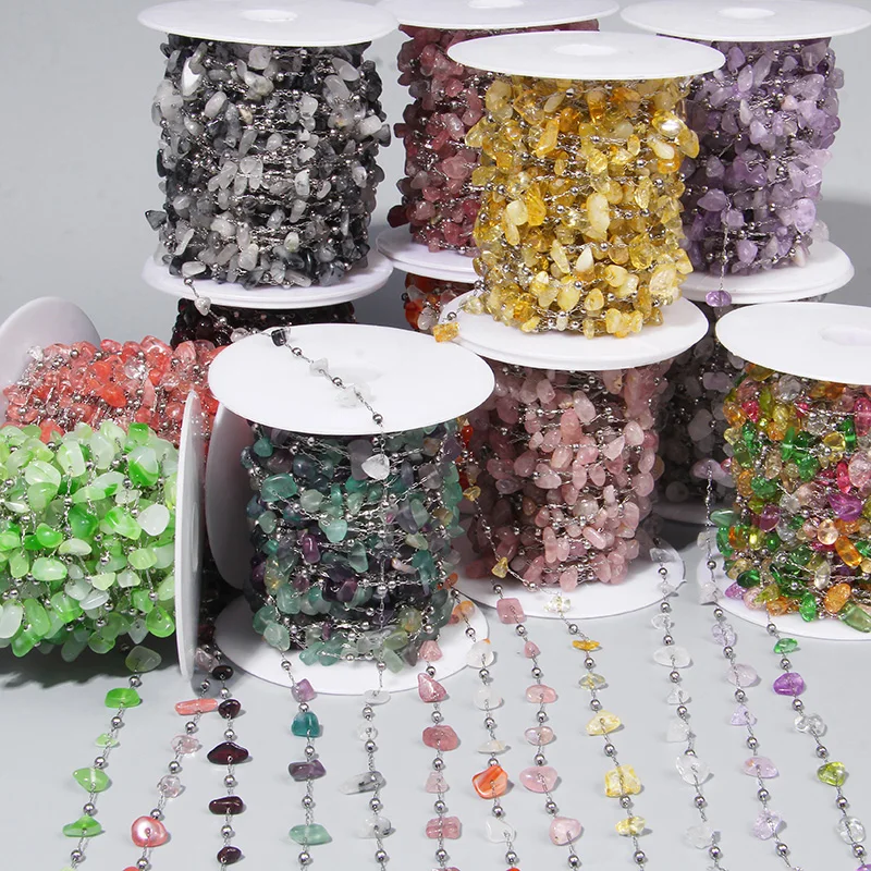 Натуральные камни нержавеющая сталь кварцевые бусины цепочка сделай сам