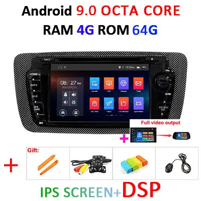 4G 64G IPS DSP FULL 4G 64G Android 9,0 2 din Автомобильный мультимедийный dvd-плеер стерео для сиденья Ibiza Авто Радио fm gps навигация wifi руль BT DAB - Цвет: 4G 64G IPS DSP FULL