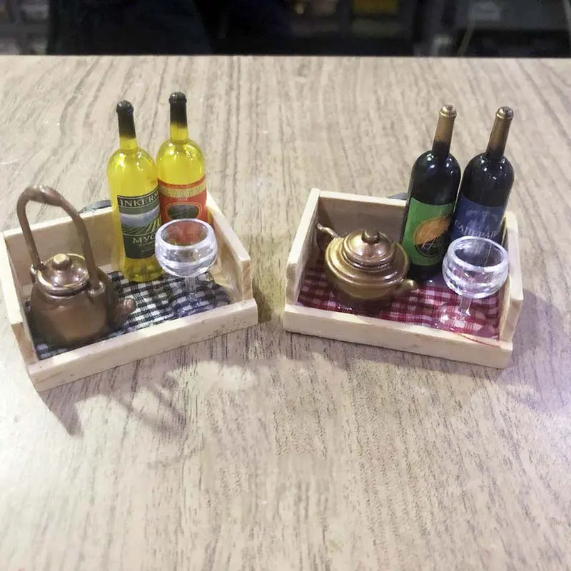 1/6 масштаб идиллическая коробка для вина с чашкой кастрюля имитация жизни сцена