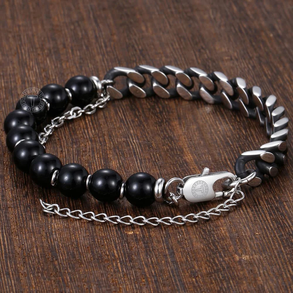 Уникальный синий браслет из натурального камня для мужчин и женщин нержавеющей