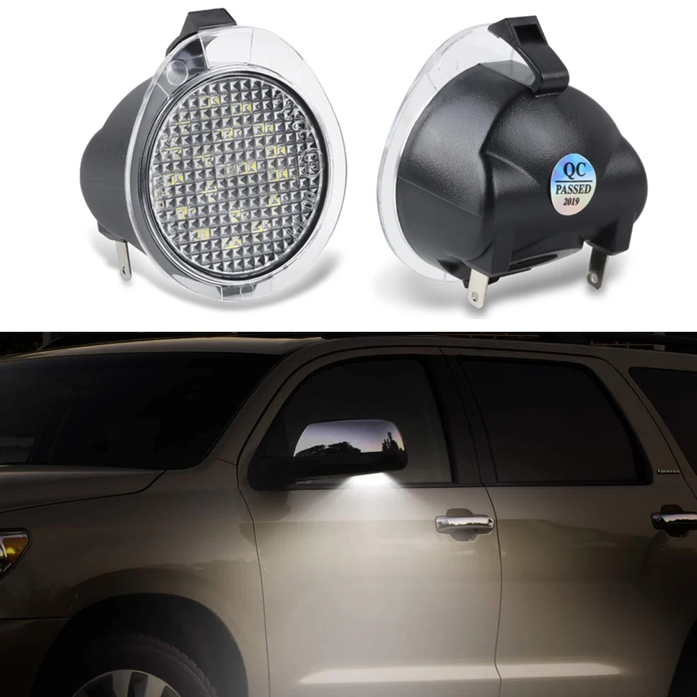 Luz LED blanca de diamante para espejo retrovisor de Toyota Tundra 07-18, Sequoia 08-17, Canbus, sin Error, resistente al agua, 2 uds.