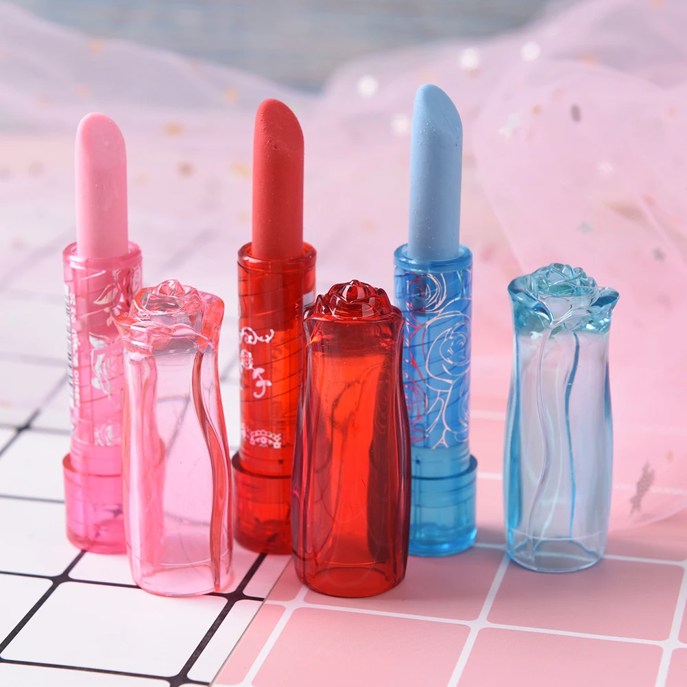 

1Pcs Lipstick Eraser Cute Students Rubber Eraser Gift Toy Color Random SD&HI Stationery Kid