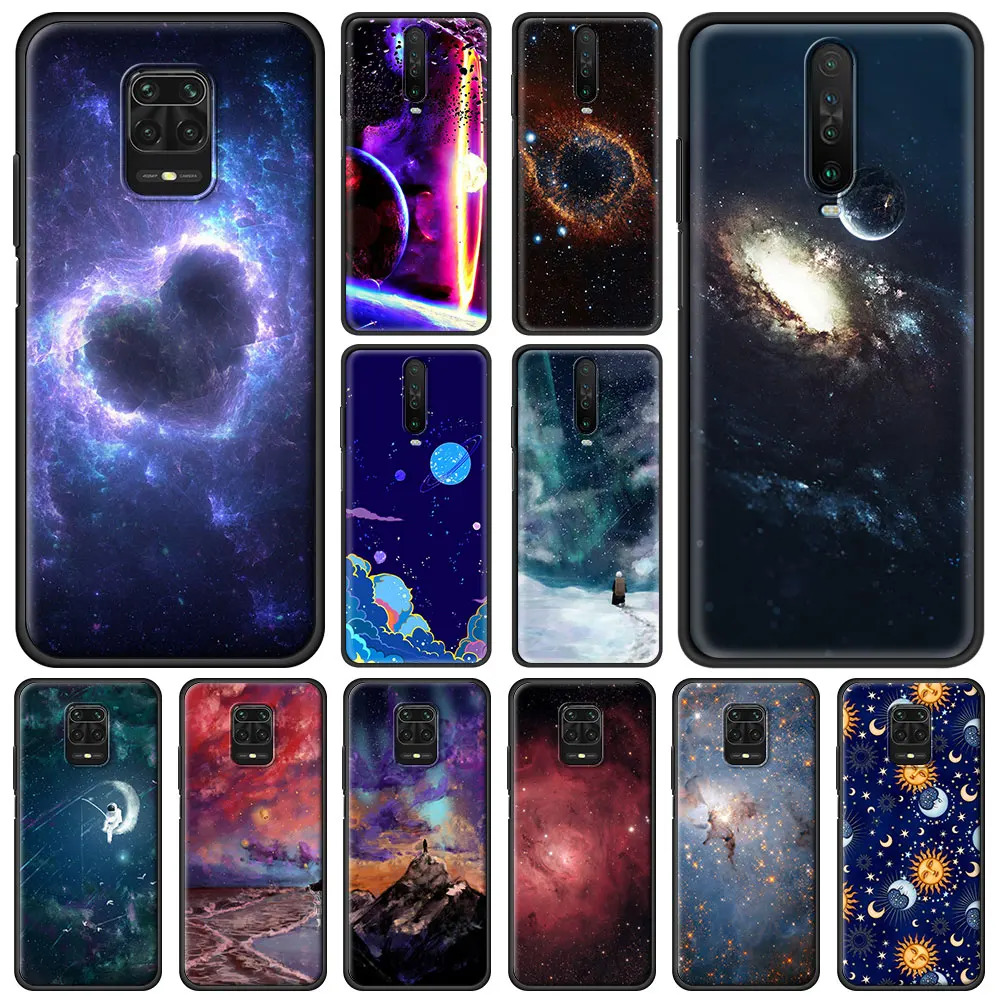 

Colorful Space Galaxy Universe Phone Case For Xiaomi Redmi Note 9S 9 8 10 Pro 7 8T 9C 9A 8A K40 Poco X3 NFC M3 Soft Black Cover