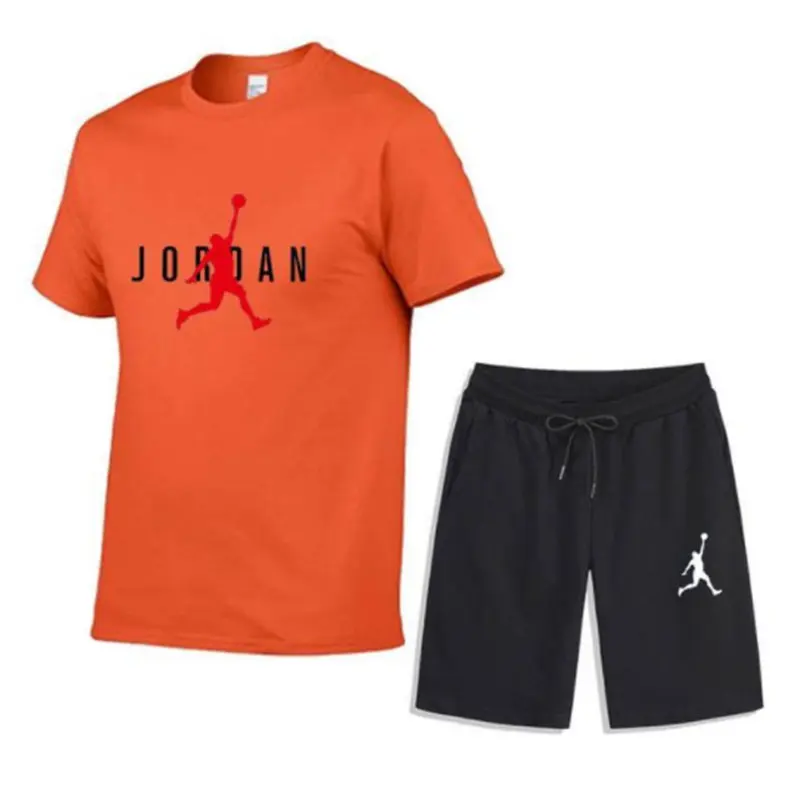 

2021 summer popular new jordan-23 Print men's T-shirt + Sports Shorts Set high quality Casual cotton T-shirt sports running set