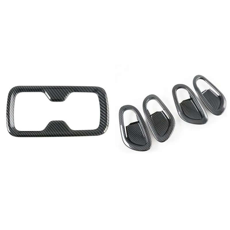 

Door Handle Bowl Protector Frame Cover Trim with Front Water Cup Holder Frame Cover Trim,for Nissan Navara NP300 16-19