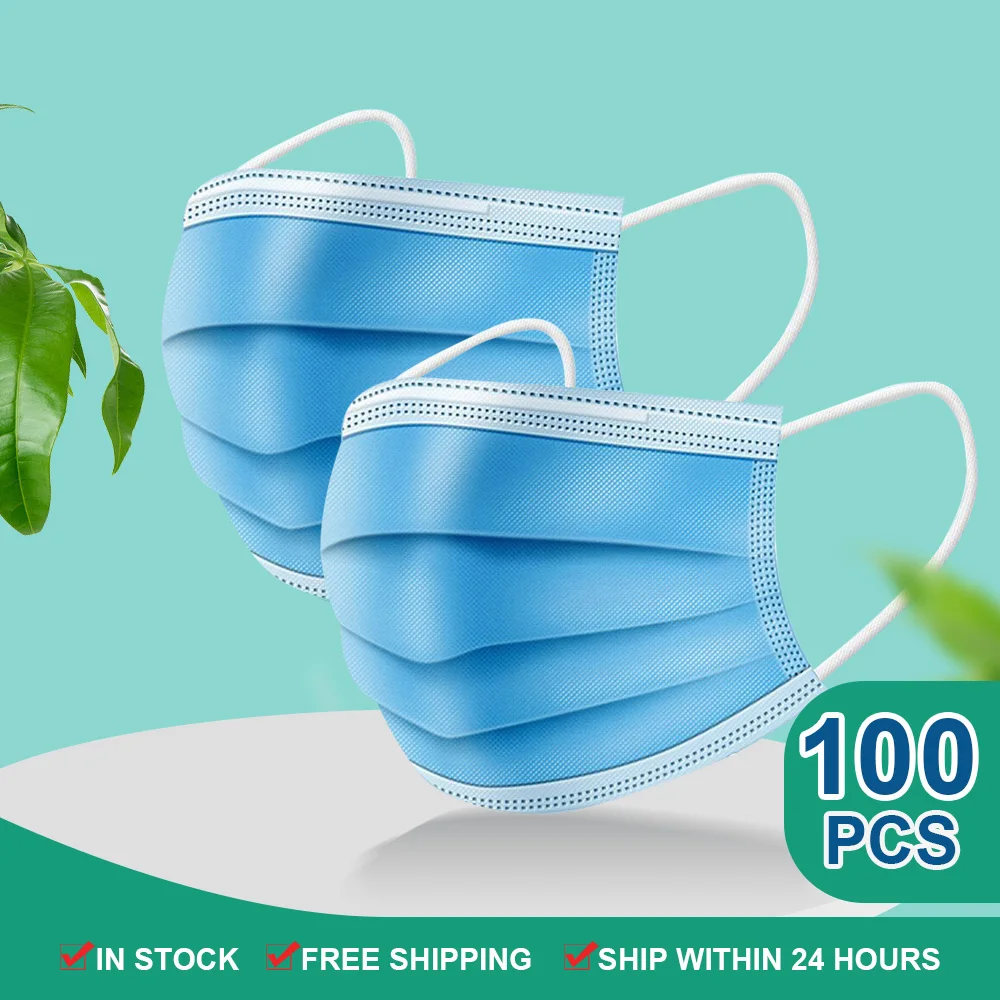 Одноразовые маски 3-слойные нетканые противопылевая маска для лица Защитная