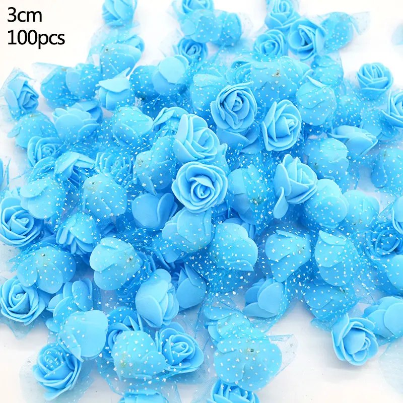 F18-100pcs blue Ручной работы искусственный цветок Stamen Christma голубой цветок вишня ягоды Букет DIY Свадебный Рождественский венок Ремесло Подарок Украшение - Цвет: F18-100pcs blue