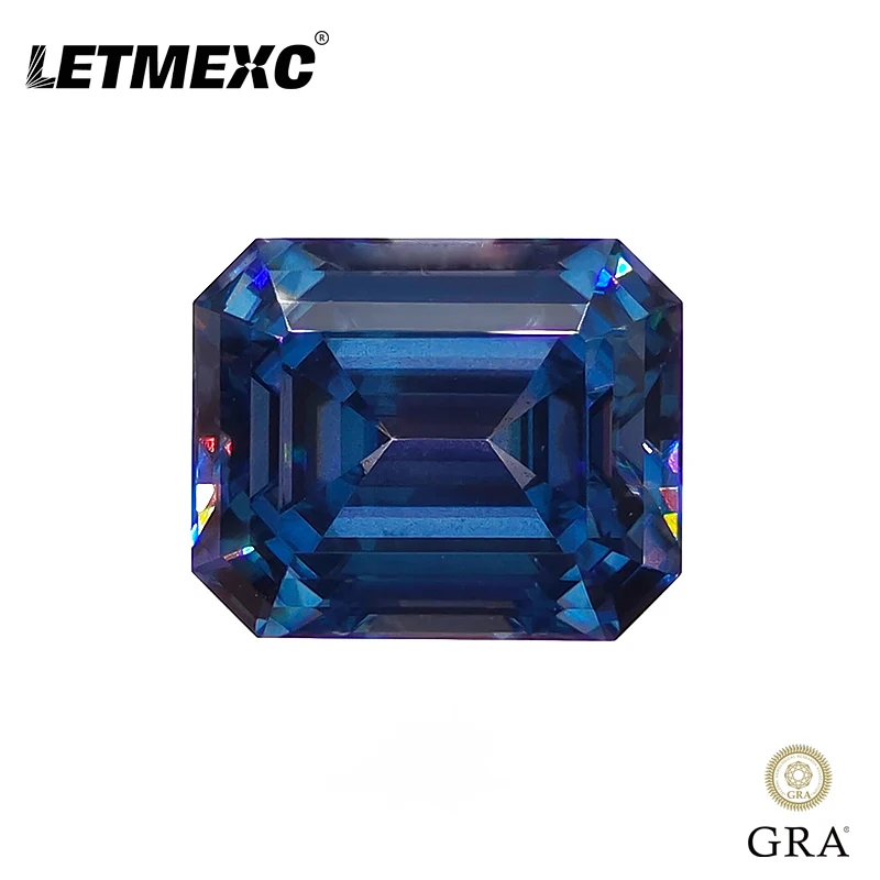 Mexc-ダイヤモンドを作成するための青いモアッサナイトダイヤモンド,エメラルドカット,VSvs1,証明書付き
