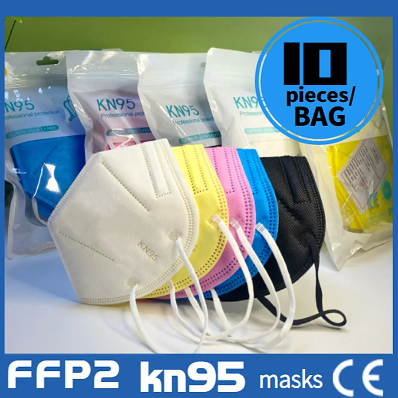 Лидер продаж! 50/100 FFP2 KN95 защитная маска для лица полости рта PM2.5 5 слоев фильтр