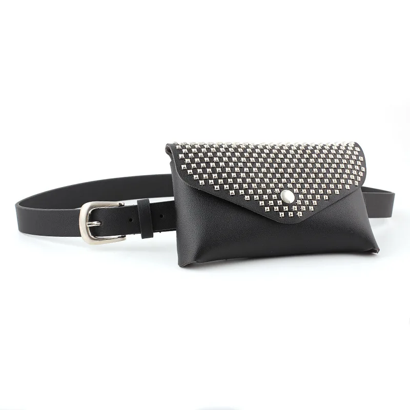 

Solid Color Rivets Leather Waist Bag Women Hasp Small Mobile Pouch Chest Pocket Crossbody Bag Ladies Waist Pack Pouch Belts