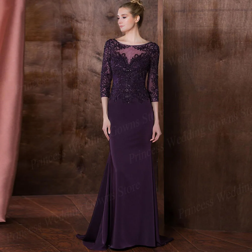 

Purple Mom Of The Bride Gown For Woman Evening Dresses Mother Groom Plus Size Elegant Floor Length Long Robe De Soriee Femme