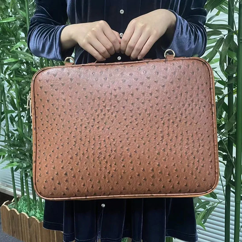2022 Travel Men 15 inch Laptop Bag PU Ostrich Leather Large Men Laptop Bag &Cover for Macbook Pro Hot Sales