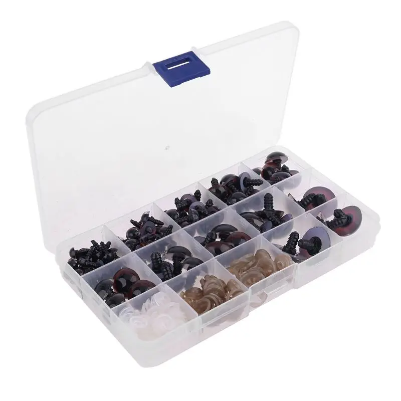 

200 Pcs Plastic Crafts Screw Safety Eyes 15 Grid Doll DIY Kit with Washer Supply