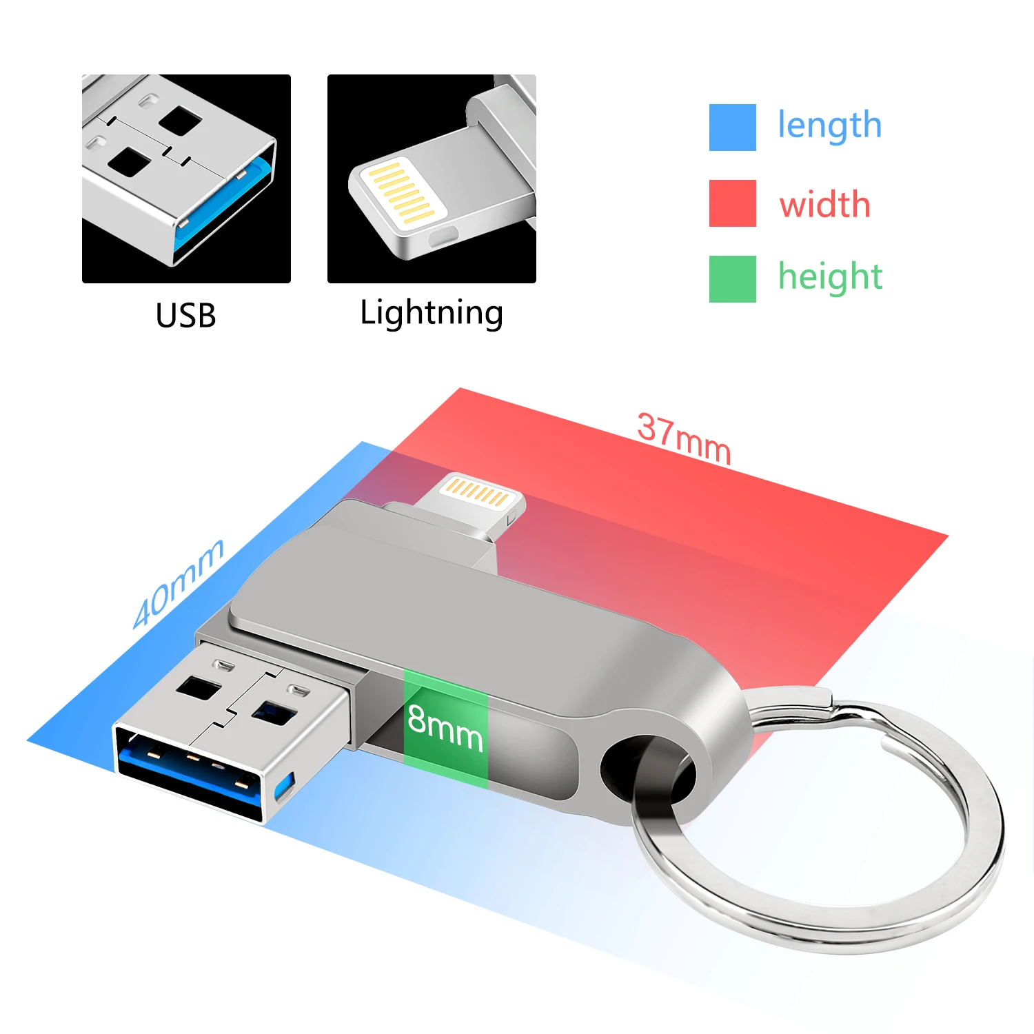 

USB Flash Drive For iPhone X/8/7/7 Plus/6/6s/5/SE/ipad OTG Pen Drive HD Memory Stick 16GB 32GB 64GB 128GB photo stick usb 3.0