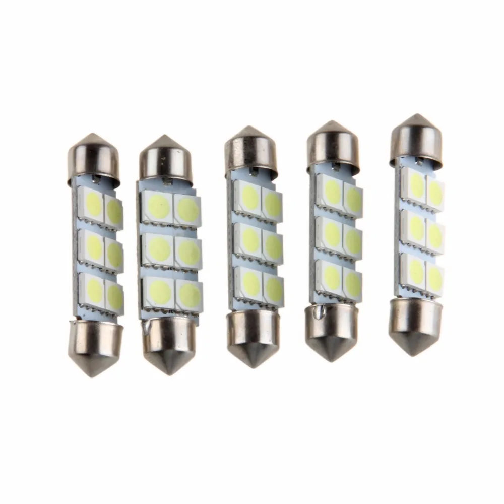 5 шт. 41 мм 6 SMD 5050 автомобильный Стайлинг Белый светодиодный купол с фестонами