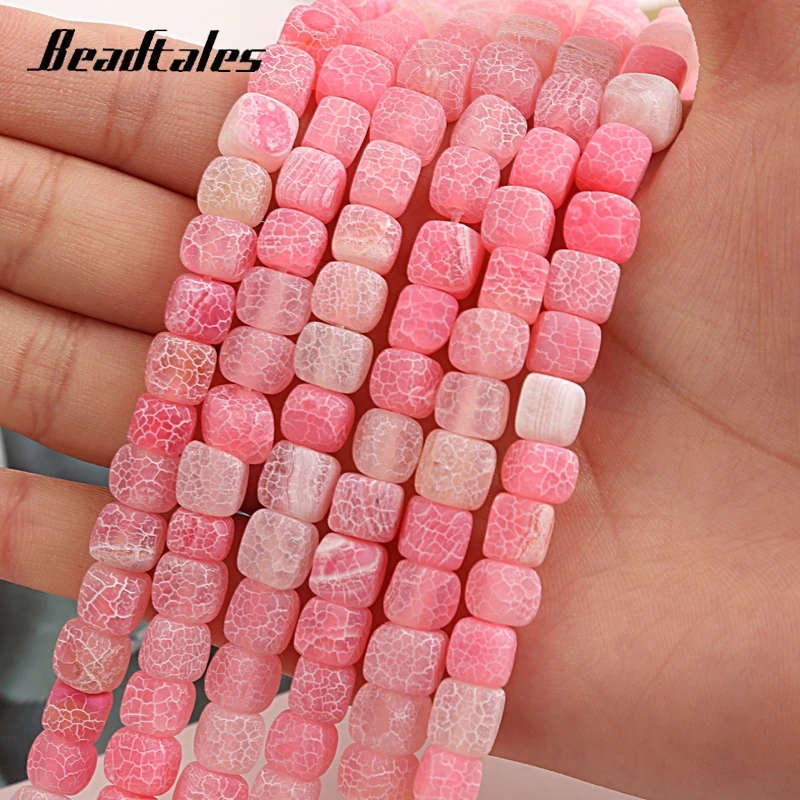 

15 дюймов 8 мм розовый выветрился квадратный агатовыми бусами Натуральный камень незакрепленный камень бусины для самостоятельного изготов...