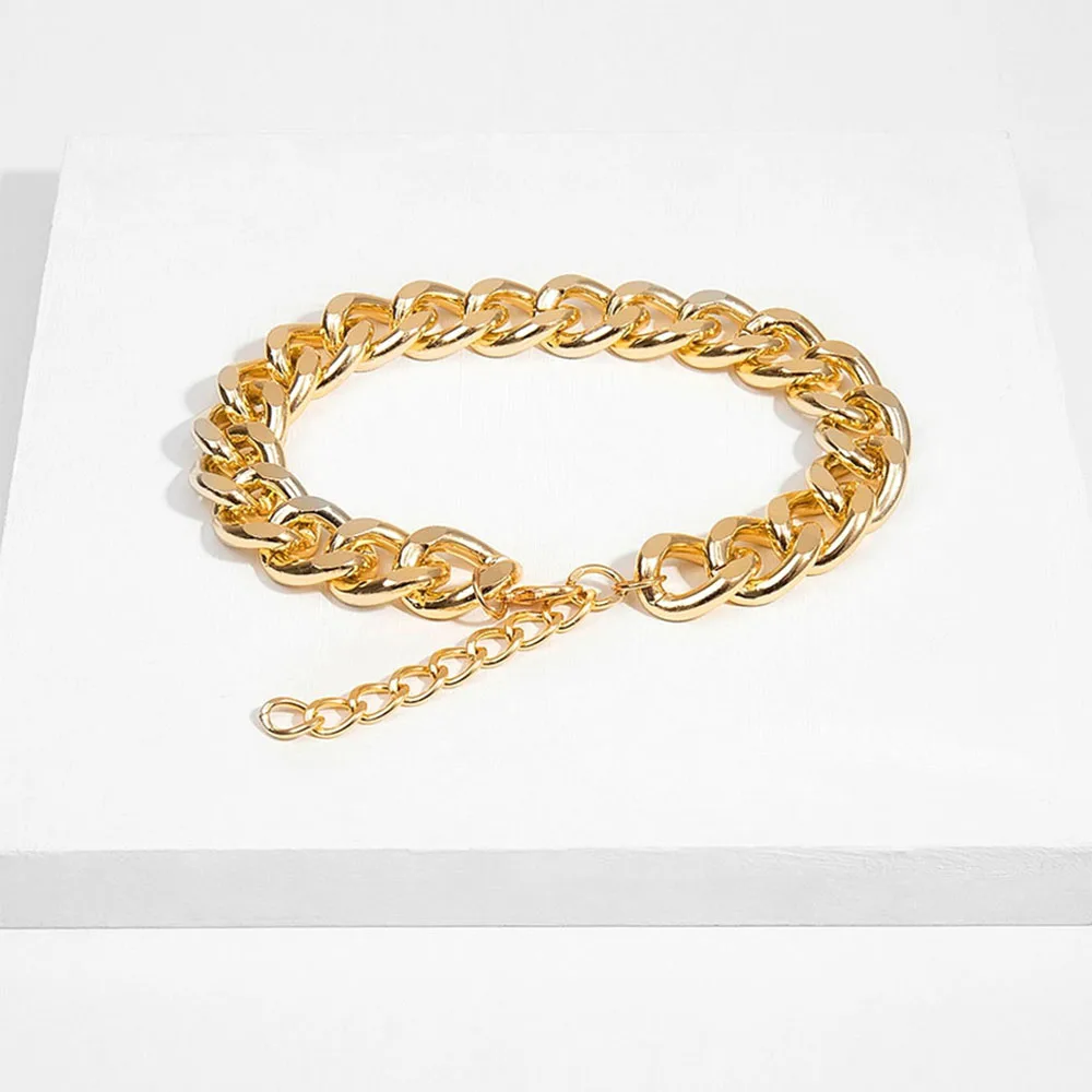 Женское массивное ожерелье чокер из алюминия и золотистого сплава в стиле хип