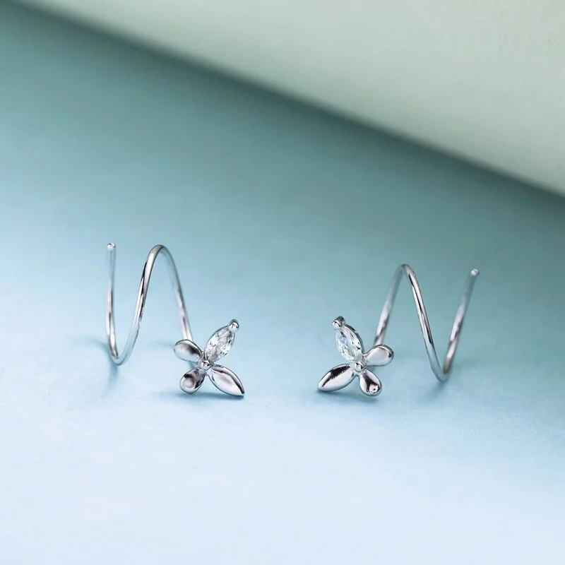 Женские серьги-Клипсы из серебра 925 пробы с цветами | Украшения и аксессуары