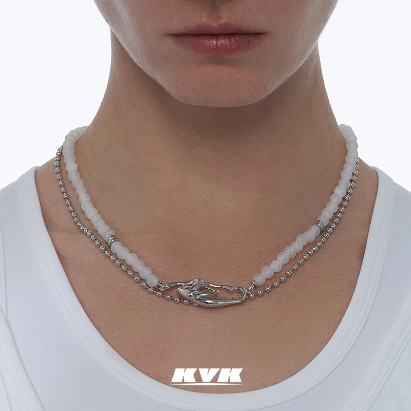 値段 Kvk-女性用ミニニッチデザインのネックレス,ホワイトオージェムジュエリー,スプライス,新しいコレクション2021