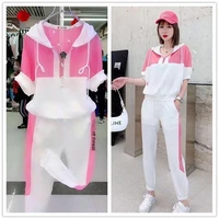 sports suit womens 2021 summer new temperament western style thin top trousers and leisure two piece suit trend