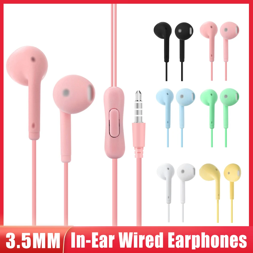 

In-Ear Wired Earphone Portable Universal 3.5mm Stereo Earbud with Mic Wired Control Music Sport Gaming Headset for iOS Androids