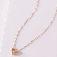 personalized fashion minimalist jewelry exquisite high quality color inlaid zircon copper heart pendant necklace lady