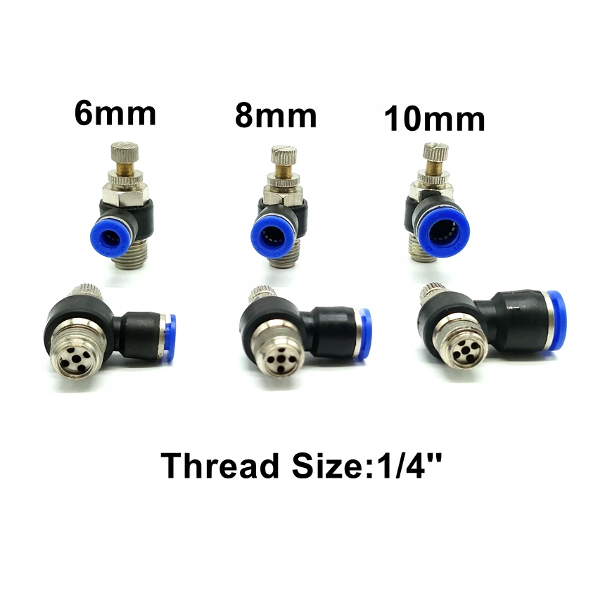 10pcs/lot Pneumatic Fittings G1/4'' Tube 4mm 6mm 8mm 10mm Elbow Air Flow Speed Controller Valve SL6-2 8-2 - купить по