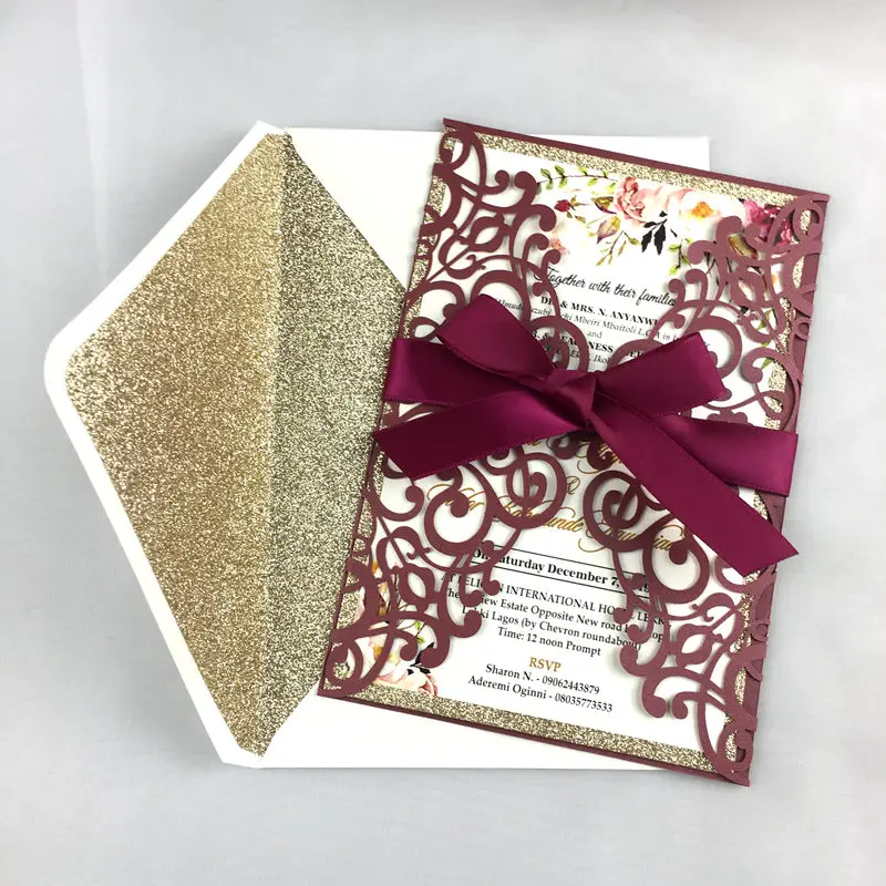 1 шт. темно-синий Карманный пригласительный лазер пригласительные приглашения