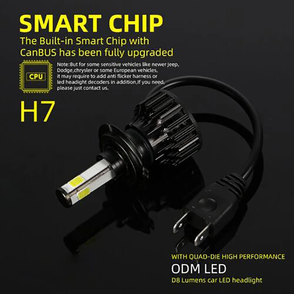 

Power LED Headlight Kit 200W 30000LM IP68 MINI 4-Side Parts 9005 + 9006