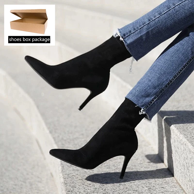 Новинка Осень зима 2021 женская обувь на высоком каблуке с острым носком Сапоги