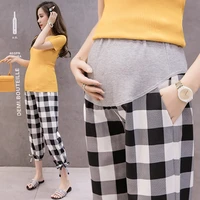 2021 new maternity casual trousers thin spring summer loose belly lift pants plus size pregnancy clothes outer wear