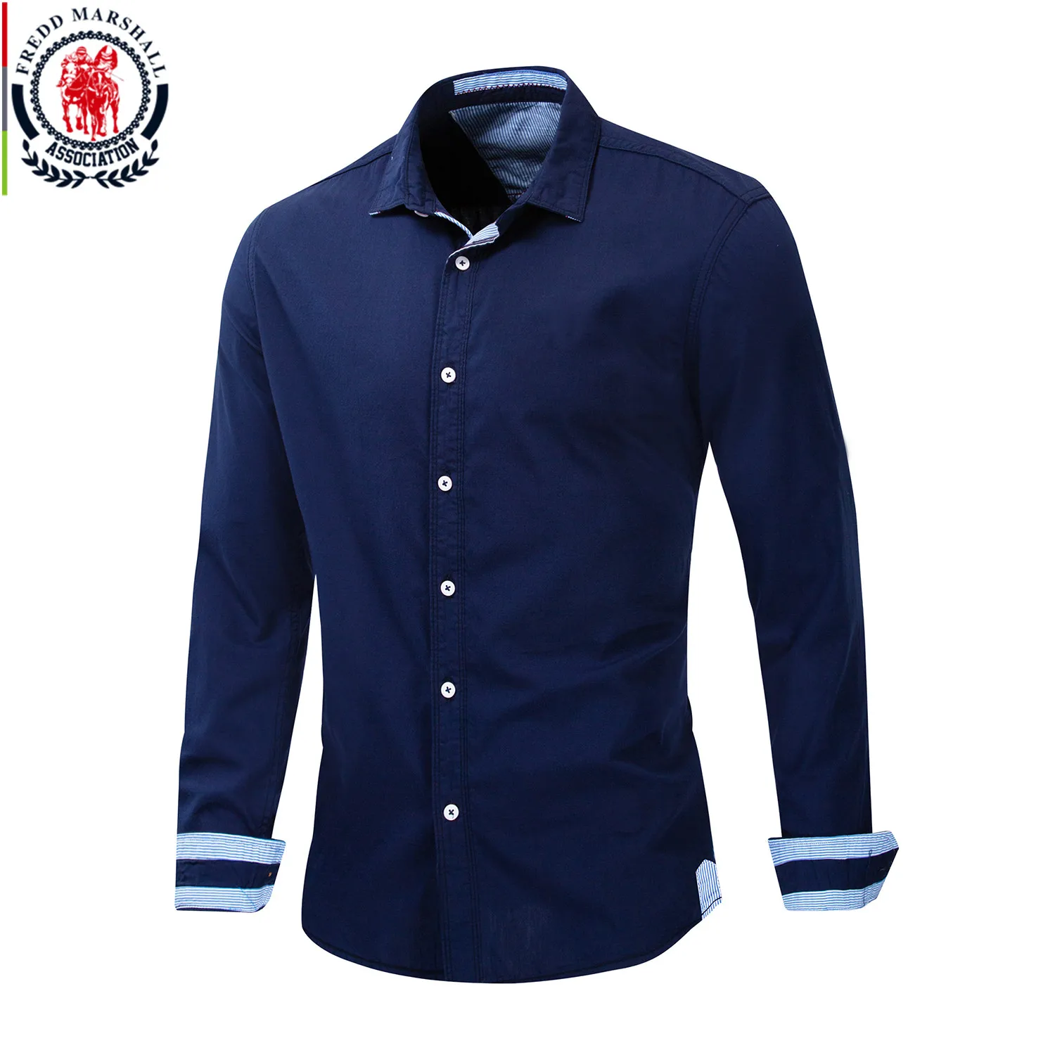 Fredd Marshall новинка 2019 свернутые рукава Классическая рубашка для мужчин 100% хлопок