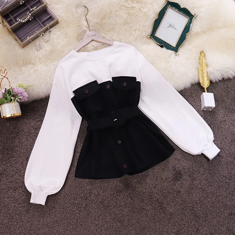 Осень-зима 2019 новые женские хлопковые блузки с О-образным вырезом