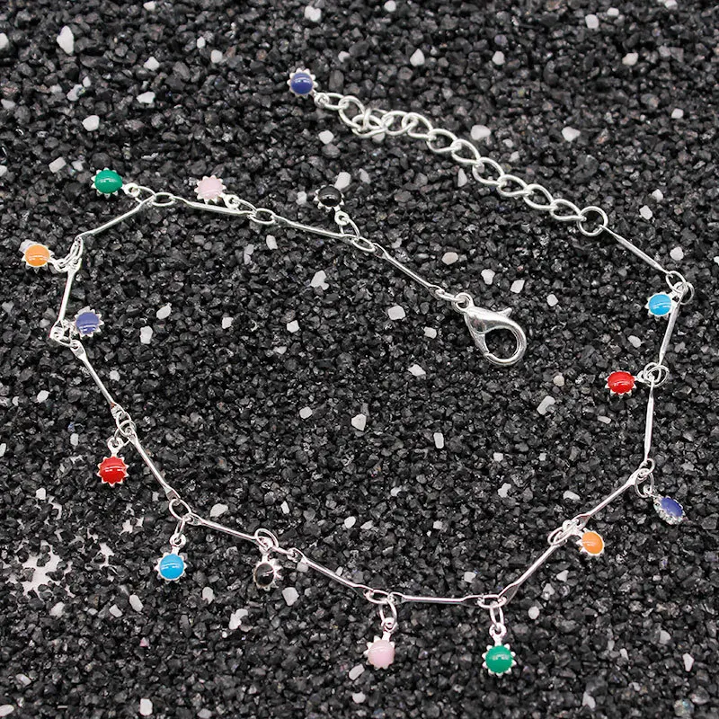 

Wgoud Fashion Charm Anklet Hot Selling Colorful Metal Chain Ankle Bracelet Bohemian Beach Jewelry GiftFor Women