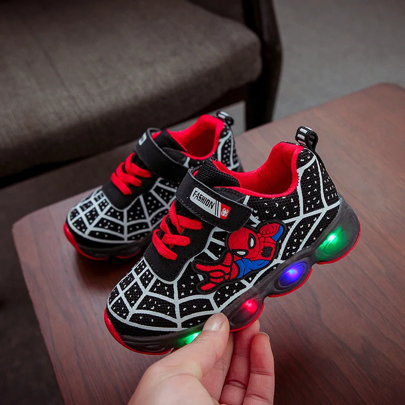 

Disney Fashion Spiderman Kids Shoes Hot Sales Four Season Girls Boys Toddlers High Quality Children Sneakers With Light