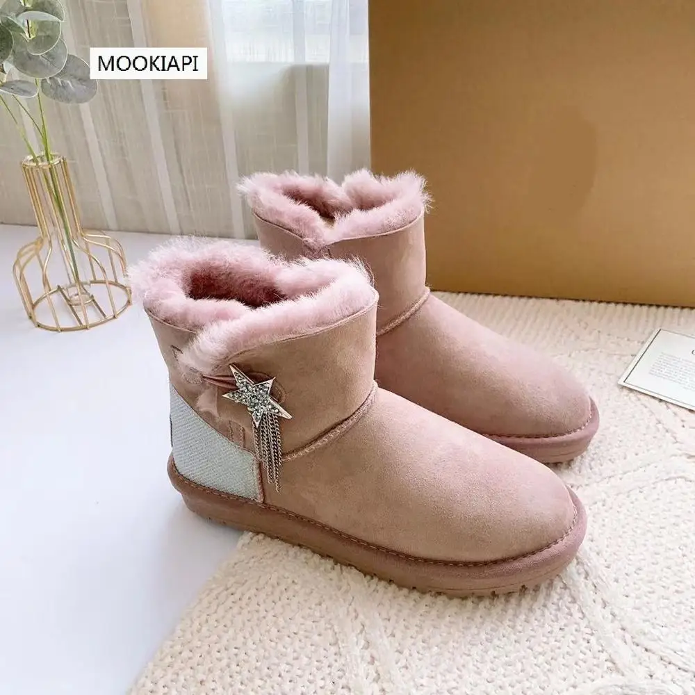 

2019 Australia's highest quality women's boots, real sheepskin, 100% natural wool, the most fashionable lace up snow boots, free