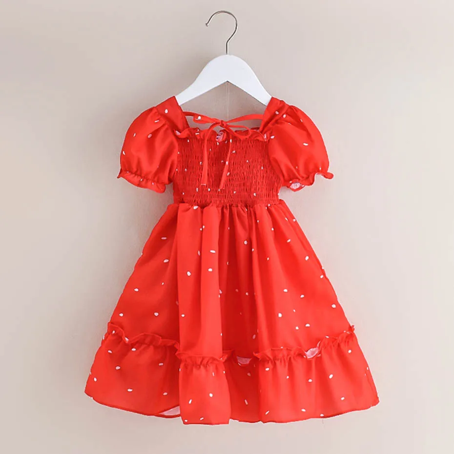 Dress Girl Floral Pattern For Bow Kid Square Collar Childrens Clothing 6 8 10 12 14 | Детская одежда и обувь