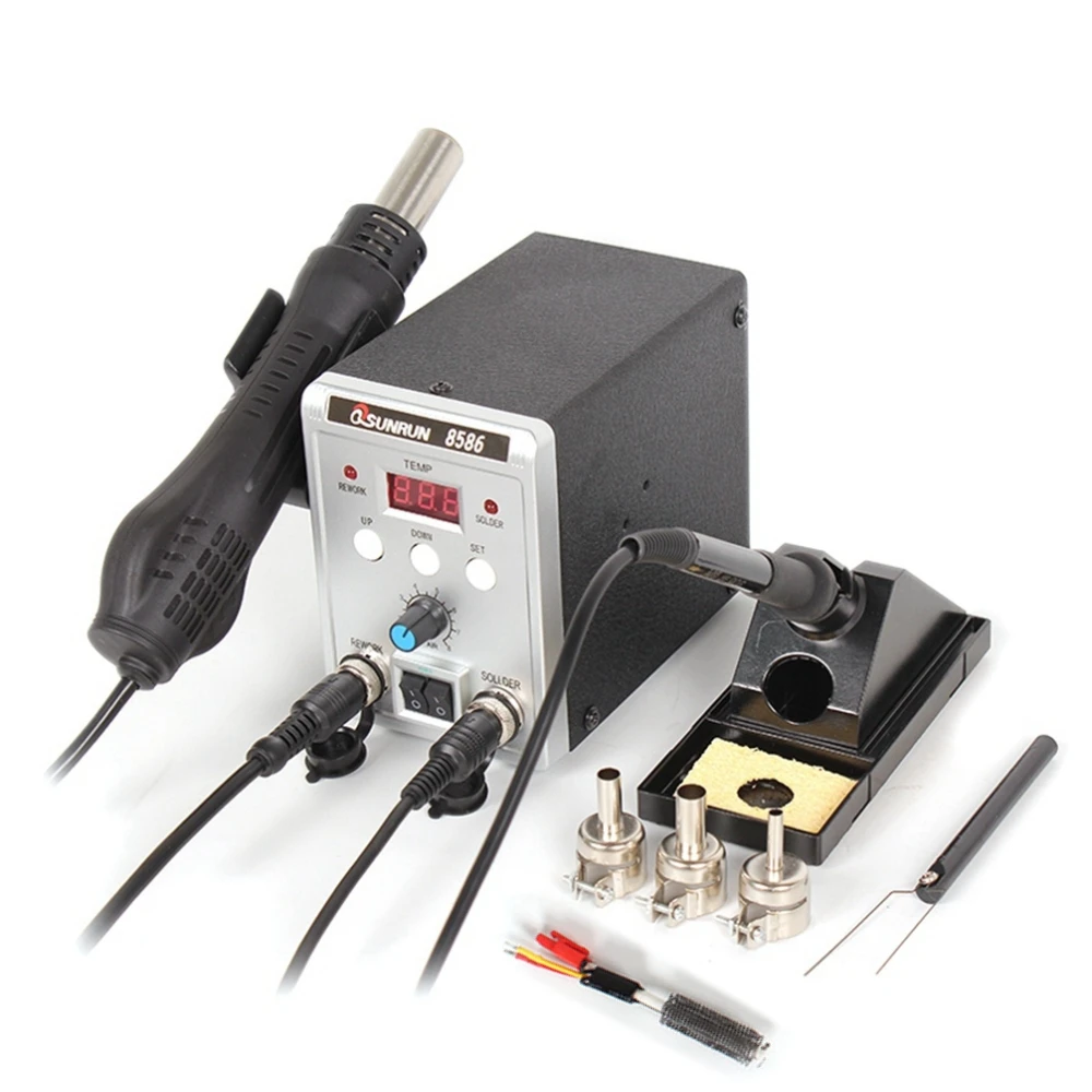 2-в-1 8586 SMD паяльная станция, цифровой Дисплей 8586D BGA паяльная станция Электрический паяльник+ горячий воздух пистолет
