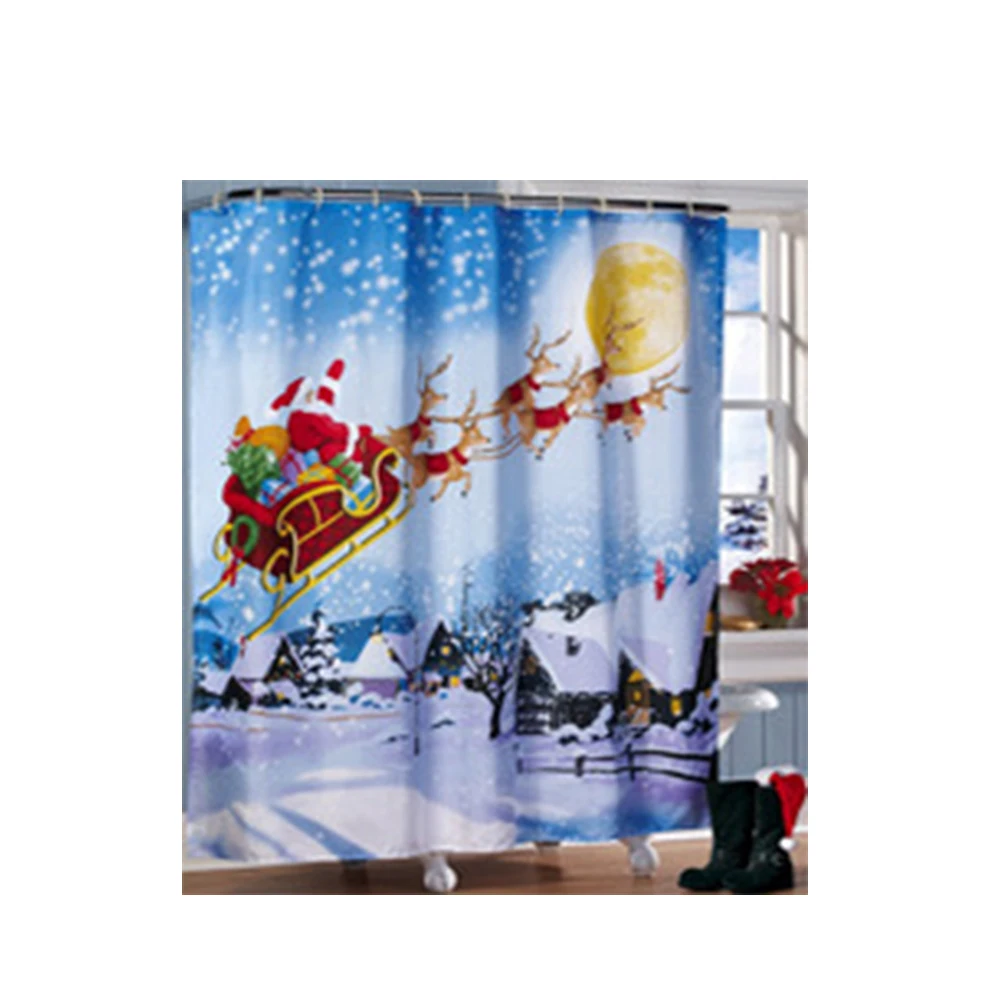 

Waterproof Easy Install Christmas Polyester Accessory Bathroom Home Decor Gift Durable Cartoon Shower Curtain