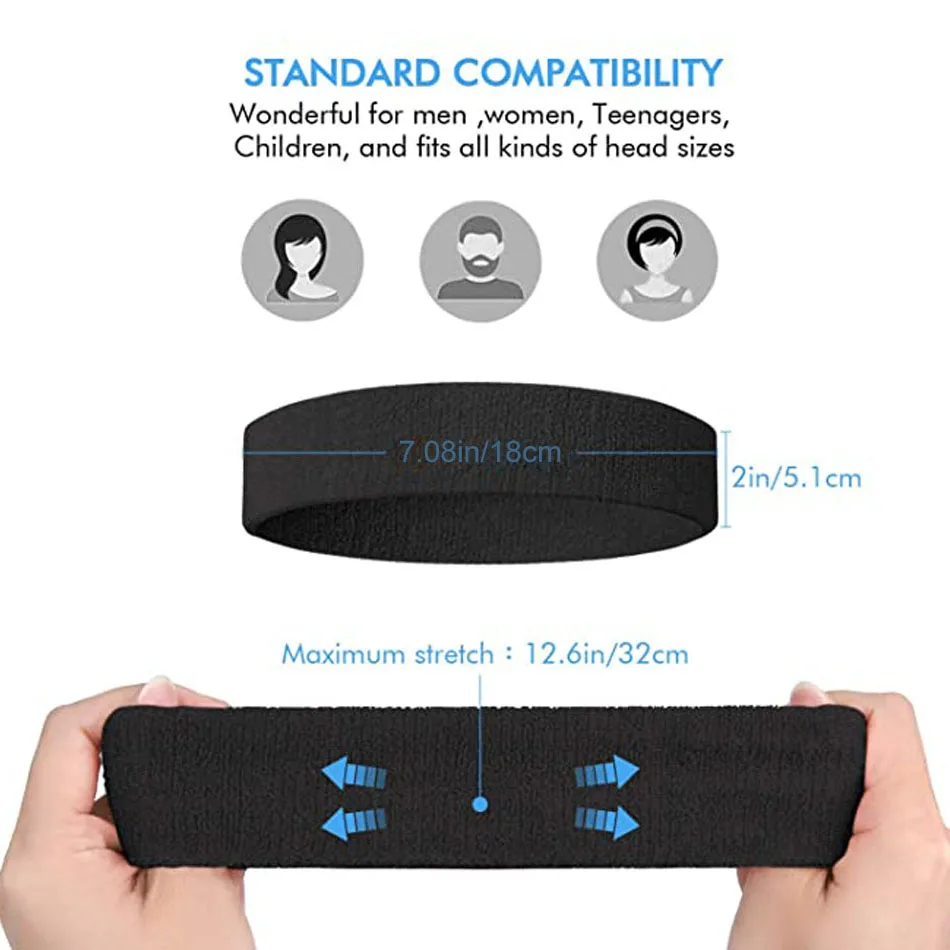 WorthWhile Cotton Athletic Headband Elastic Sweatbands Women Men Basketball Sports Gym Fitness Sweat Band Volleyball Tennis | Спорт и