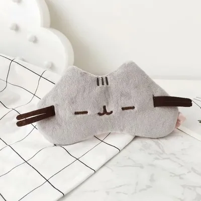 eyes mask 18x9cm Плюшевые тапочки с рисунками животных из мультфильмов; креативная мягкая домашняя обувь серого цвета с изображением кошки; мягкая нескользящая обувь; подарок для пары - Цвет: eyes mask 18x9cm