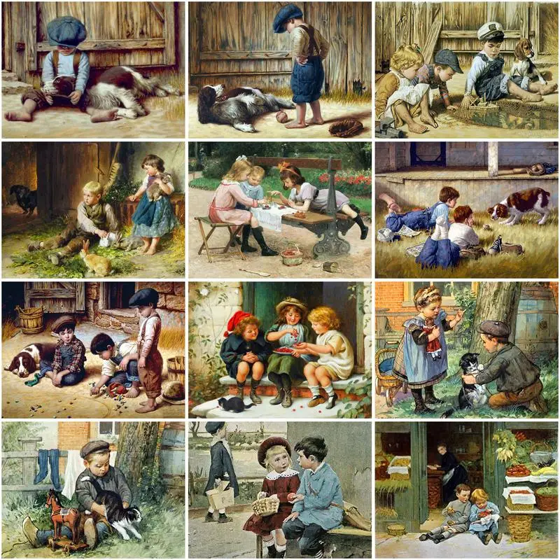 

CHENISTORY Painting By Number Girl And Boy DIYPictures By Numbers Figure Drawing On Canvas Handpainted Paintings Art Home Decor
