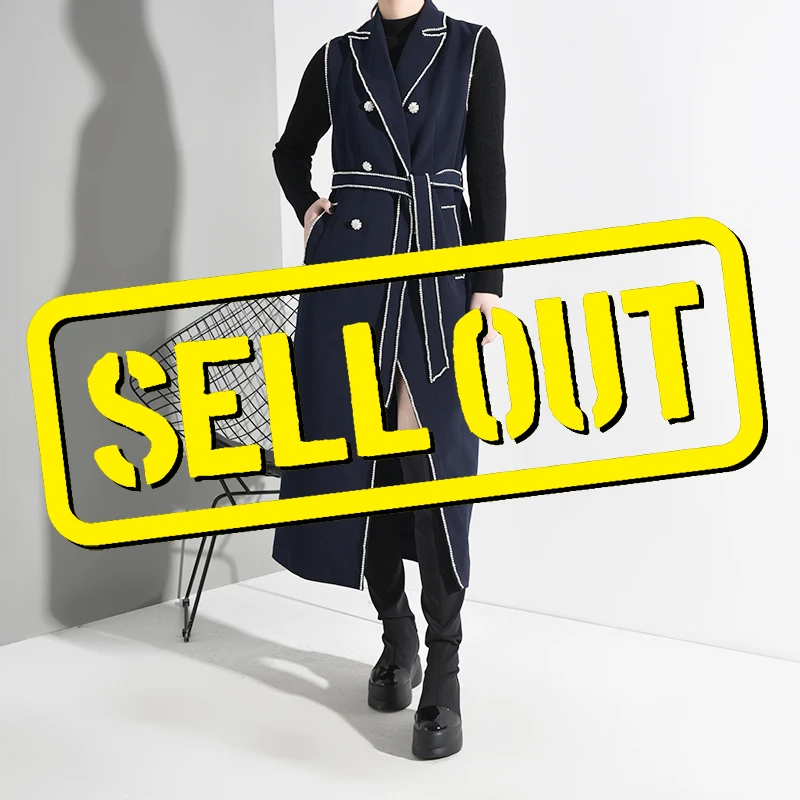 LANMREM 2020 Новинка Весна и лето отложной воротник без рукавов с блестками двубортный