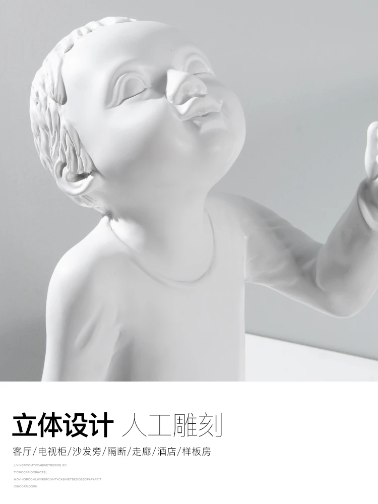 

Creative Modern Simple Domestic Ornaments Net Red Balloon Boy Sculpture Living Room Entrance Side View Character Artwork TZ