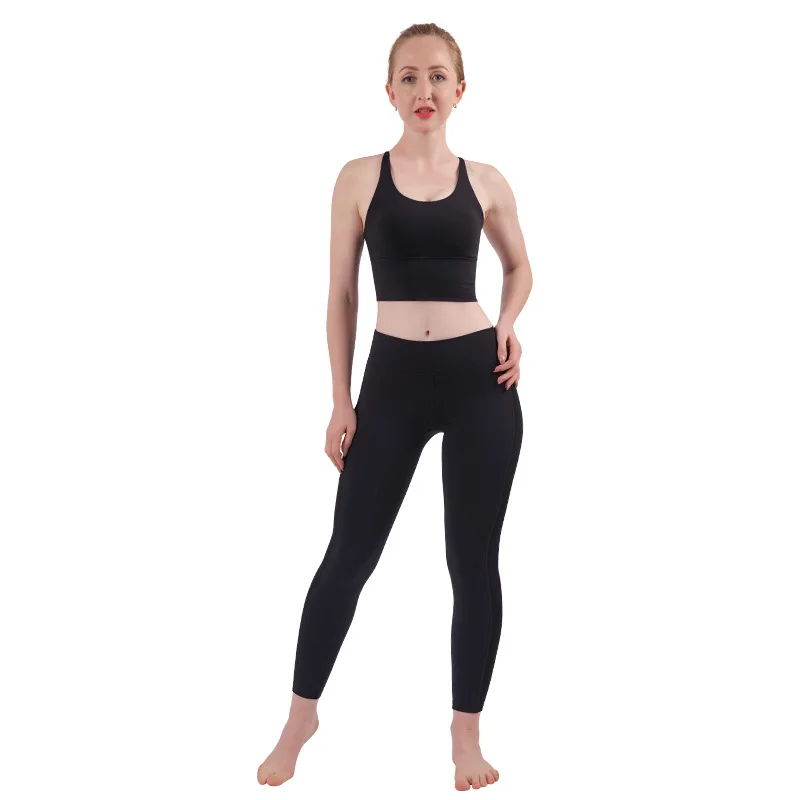 

Yoga clothing suit ladies beauty back gather sports bra training sweating running fitness leggings two-piece suit